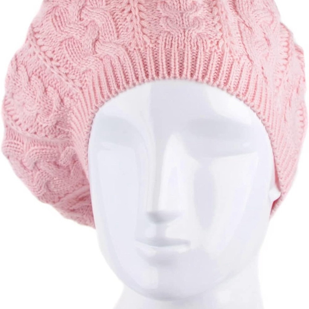 Pink Soft Beanie, Chic, and Lightweight Crochet Knitted Style Beani… - Picture 3 of 6